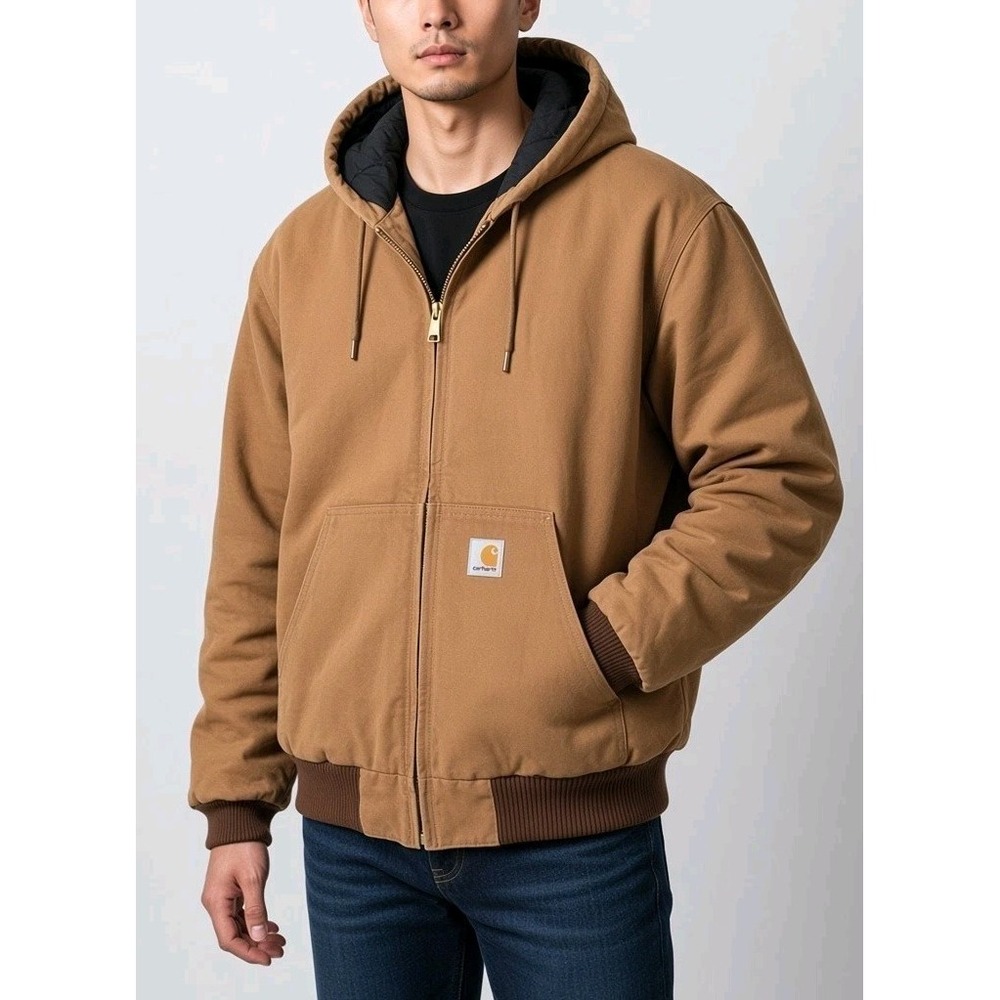 Carhartt J140 Brown Duck Active Jacket Mens XL Loose Fit Lined USA Made OJ0140-M